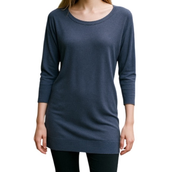 TALULA Fuzzy Cashmere Angora Tunic Sweater Blue Dolman Sleeve Round Neck Size S - Picture 1 of 11